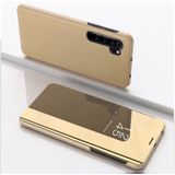 Voor Xiaomi Note 10 plated spiegel horizontale Flip lederen cover met stand mobiele telefoon holster (goud)