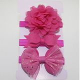 3 in 1Children Bow bloem hoofdband haar band haar ring Lees Tiara (Rose goud)