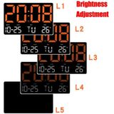 Groot display Led digitale klok 5 standen Helderheid Instelbare temperatuur Mute elektronische klok (oranje rode dubbele kleur)