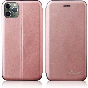 Voor iPhone 11 Pro TPU + PU gentegreerde spanning magnetische kaarthouder retro lederen draagtas (Rose Gold)