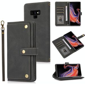 Voor Samsung Galaxy Note9 PU + TPU Horizontale Flip Lederen Case met Houder & Card Slot & Portemonnee & Lanyard (Zwart)