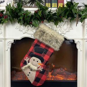 Kerst ornamenten Burlap Sokken Candy Socks Gift Bag (Sneeuwpop)