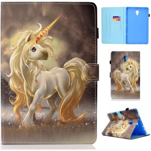 Voor Galaxy Tab A 10.5 T590 Painted Horizontal Flat Leather Case with Sleep Function & Card Slot & Buckle Anti-skid Strip & Bracket & Wallet(Unicorn)