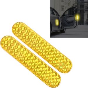 2 PC'S High-Brightness Laser reflecterende strip waarschuwing tape decal auto reflecterende stickers veiligheids markering (geel)