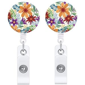 2 STUKS Retro Verse Kleine Bloemen Intrekbare Badge Reel Naamplaatje Kaart Badge (Nr. 3)