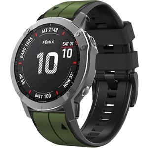 Voor Garmin Fenix 7X Verticale Strepen Tweekleurige siliconen horlogeband (legergroen zwart)