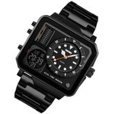 SKMEI 1392 Multi-functioneel Outdoor Sports Watch Business Double Display Waterproof Electronic Watch(Zwart)