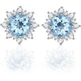 3 STKS/set sneeuw vorm edelsteen sieraden set voor vrouwen  ring maat: 8 (zee blauw)