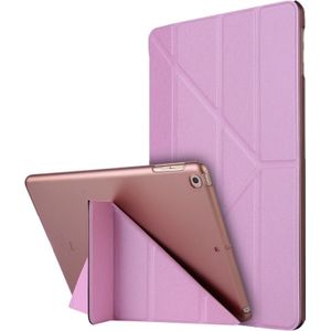 Voor iPad 10 2 inch zijde textuur horizontale vervorming Flip lederen draagtas met houder (roze)