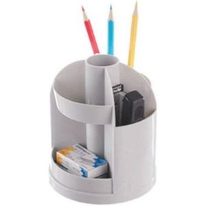 2 stks multifunctionele roterende plastic gift pennenhouder Office opbergdoos (grijs)