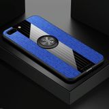 Voor iPhone 8/7 XINLI stiksels doek Textue schokbestendig TPU beschermhoes met ring houder (blauw)