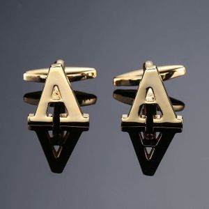 1 paar gouden letters A-Z naam Manchetknopen mannen Frans shirt Manchetknopen (A)