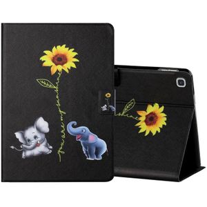 Voor Samsung Galaxy Tab A7 (2020) T500/T505 Gekleurde tekening Horizontale Flip Lederen case met Holder & Card Slots & Sleep / Wake-up Functie(Elephant)