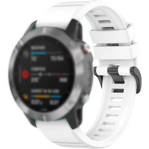 Voor Garmin Fenix 6 22mm Quick Release Officile Texture Polsband Watchband met Plastic Button (Wit)