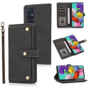 For Samsung Galaxy A51 4G PU + TPU Horizontal Flip Leather Case with Holder & Card Slot & Wallet & Lanyard(Black)