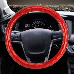 Universele auto Wave textuur plating lederen Steering Wheel cover  diameter: 38cm (rood)