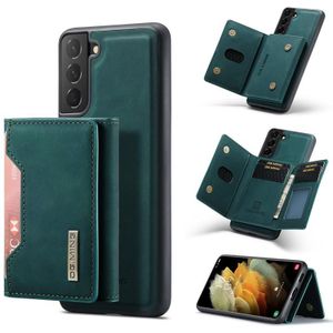 For Samsung Galaxy S21 FE DG.MING M2 Series 3-Fold Multi Card Bag + Magnetic Back Cover Shockproof Case with Wallet & Holder Function(Green)