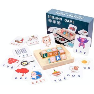 Houten Blok Matching Puzzle Kinderen Onderwijs Engels Woorden / Math Computation Card Speelgoed (Letter Block)