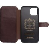 QIALINO Business Magnetic Horizontal Flip Leather Case met Kaartslots & Portemonnee Voor iPhone 12 mini (Donkerbruin)