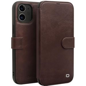 QIALINO Business Magnetic Horizontal Flip Leather Case met Kaartslots & Portemonnee Voor iPhone 12 mini (Donkerbruin)