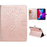 Voor iPad Pro 11 (2020) Pressed Printing Woman en Cat Pattern Horizontal Flip Leather Case with Holder & Card Slots & Wallet(Rose Gold)