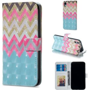 Kleur Wave patroon horizontale Flip lederen case voor iPhone XR  met houder & kaartsleuven & foto frame & portemonnee