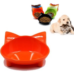 Pet Bowl Non-slip Cute Cat Type Color Cat Bowl Pet Supplies(Orange)