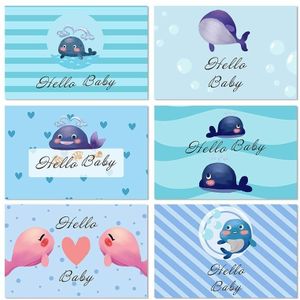6 stks / set roze en blauwe whale baby party uitnodigingskaart (zoals show)