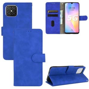 Voor Huawei nova 8 SE Solid Color Skin Feel Magnetic Buckle Horizontal Flip Calf Texture PU Leather Case met Holder & Card Slots & Wallet(Blue)