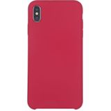 Four Corners Full Coverage Liquid Silicone Protective Case Back Cover voor iPhone XS Max (Rose Red)