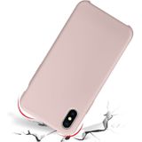 Four Corners Full Coverage Liquid Silicone Protective Case Back Cover voor iPhone XS Max (Rose Red)