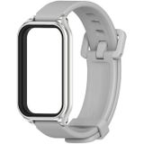 Voor Redmi Band 2 Mijobs metalen omhulsel siliconen horlogeband (grijs zilver)