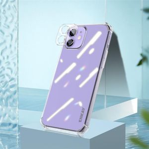 For iPhone 12 Hat-Prince ENKAY Clear TPU Shockproof Airbag Soft Case + Camera Lens Glass Film