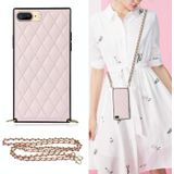 Elegant Rhombic Pattern Microfiber Leather + TPU Shockproof Case met Crossbody Strap-ketting voor iPhone 8 Plus / 7 Plus