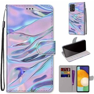 For Samsung Galaxy A53 5G Coloured Drawing Cross Texture Horizontal Flip PU Phone Leather Case with Holder & Card Slots & Wallet & Lanyard(Colorful Layer(Fluorescent Water Pattern)