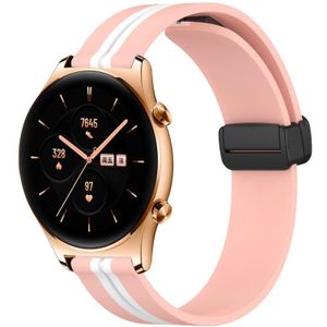 Voor Honor Watch GS 3 22 mm opvouwbare magnetische sluiting siliconen horlogeband (roze + wit)