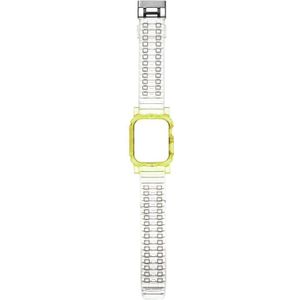 Kristalheldere kleur contrast vervangende riem watchband voor Apple Watch Series 6 & se & 5 & 4 44mm / 3 & 2 & 1 42mm (geel groen)