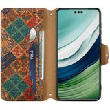 Voor Huawei Mate 60 Pro / Mate 60 Pro+ Denior Bloem Taal Serie Kurk Stof Olie Rand Lederen Telefoonhoesje (Winter)