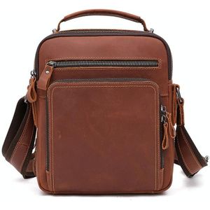 6479 Men Casual Large-Capacity One-Shoulder Messenger Leather Bag(Crazy Horse Texture Red Brown)