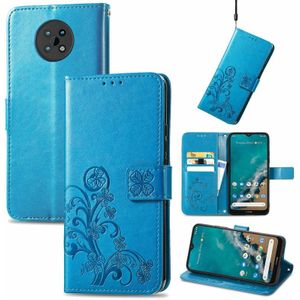 Voor Nokia G50 vier-blad gesp in relif gemaakte lederen tas met lanyard & card slots & portefeuille en houder