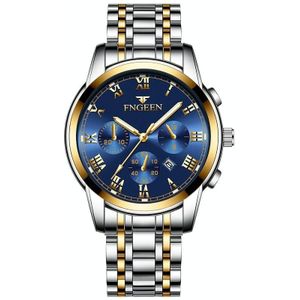 FNGEEN 4006 mannen automatische mechanische horloge waterdicht quartz horloge (goudblauw oppervlak)