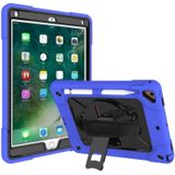 Voor iPad 9.7 Contrast Color Silicone + PC Combination Case with Holder (Dark Blue + Black)