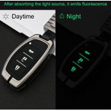 Auto Lichtgevende All-inclusive Zink Alloy Key Beschermhoes Key Shell voor Hyundai D Style Vouwen 3-knop (Gun Metal)