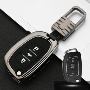 Auto Lichtgevende All-inclusive Zink Alloy Key Beschermhoes Key Shell voor Hyundai D Style Vouwen 3-knop (Gun Metal)