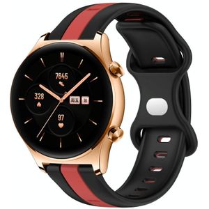 For Honor Watch GS 3 20 mm vlindergesp tweekleurige siliconen horlogeband (zwart + rood)