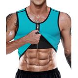 Mannen Fitness Korset Neopreen Sport Buikcontrole Shapewear Rits Tanktop Trainingskleding  Maat: 4XL(Blauw)