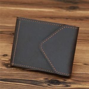 1071 Mannen Crazy Horse Leather Driver License Storage Wallet (Dark Brown)