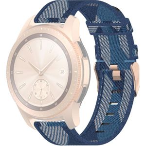 20mm Stripe Weave Nylon Polsband horlogeband voor Galaxy Watch 42mm  Galaxy Active / Active 2  Gear Sport  S2 Classic (Blauw)