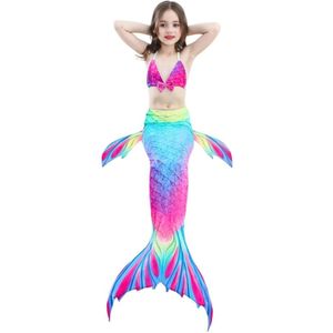 3 stuks / Sets kinderen zwemmen zeemeermin staarten Bikini Cosplay zeemeermin badmode  grootte: 110(Magenta+Blue)