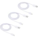 3 PCS HAWEEL 1m hoge snelheid 8-pins naar USB Sync en opladen kabelkit  voor iPhone X / iPhone 8 & 8 Plus / iPhone 7 & 7 Plus / iPhone 6 & 6s & 6 & 6s Plus / iPad(White)